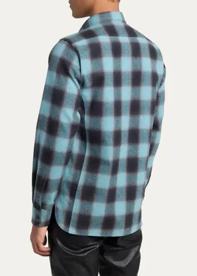 Tom Ford Men's Brushed Flannel Check Button-Down Shirt | Thumbnail 3 Tom Ford Men's Brushed Flannel Check Button-Down Shirt | Thumbnail 3