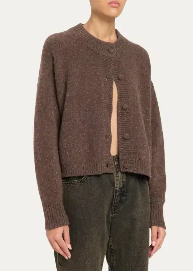 Frame Flecked Wool-Cashmere Cardigan | Thumbnail 4 Frame Flecked Wool-Cashmere Cardigan | Thumbnail 4