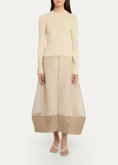 Simkhai Maril Mixed Media Bubble Midi Dress | Thumbnail 2 Simkhai Maril Mixed Media Bubble Midi Dress | Thumbnail 2