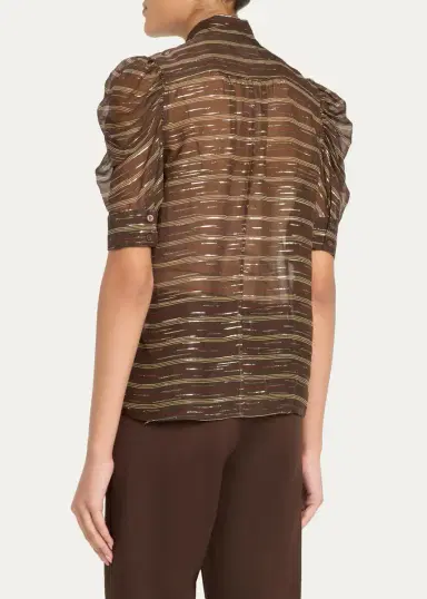Frame The Gillian Striped Silk-Blend Top | Thumbnail 3 Frame The Gillian Striped Silk-Blend Top | Thumbnail 3