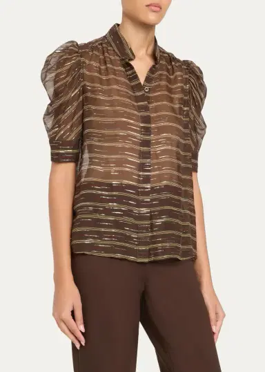 Frame The Gillian Striped Silk-Blend Top | Thumbnail 4 Frame The Gillian Striped Silk-Blend Top | Thumbnail 4