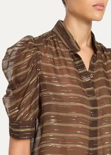 Frame The Gillian Striped Silk-Blend Top | Thumbnail 5 Frame The Gillian Striped Silk-Blend Top | Thumbnail 5