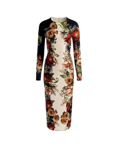 Alice + Olivia Delora Colorblocked Floral Sheath Midi Dress | Thumbnail 2 Alice + Olivia Delora Colorblocked Floral Sheath Midi Dress | Thumbnail 2