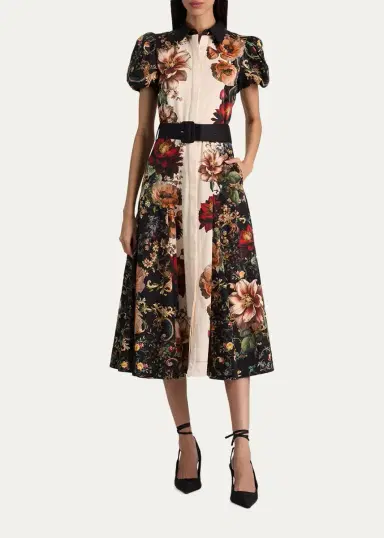 Alice + Olivia Henrietta Floral Belted Midi Dress | Thumbnail 2 Alice + Olivia Henrietta Floral Belted Midi Dress | Thumbnail 2