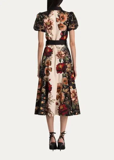 Alice + Olivia Henrietta Floral Belted Midi Dress | Thumbnail 3 Alice + Olivia Henrietta Floral Belted Midi Dress | Thumbnail 3