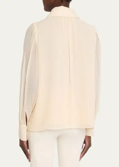 Ramy Brook Claire Ruffle Blouson-Sleeve Silk Blouse | Thumbnail 3 Ramy Brook Claire Ruffle Blouson-Sleeve Silk Blouse | Thumbnail 3