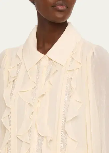 Ramy Brook Claire Ruffle Blouson-Sleeve Silk Blouse | Thumbnail 5 Ramy Brook Claire Ruffle Blouson-Sleeve Silk Blouse | Thumbnail 5