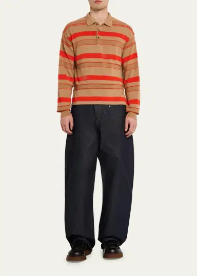 JW Anderson Men's Multi-Stripe Knit Rugby Shirt | Thumbnail 2 JW Anderson Men's Multi-Stripe Knit Rugby Shirt | Thumbnail 2