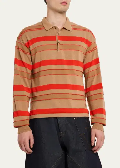 JW Anderson Men's Multi-Stripe Knit Rugby Shirt | Thumbnail 4 JW Anderson Men's Multi-Stripe Knit Rugby Shirt | Thumbnail 4