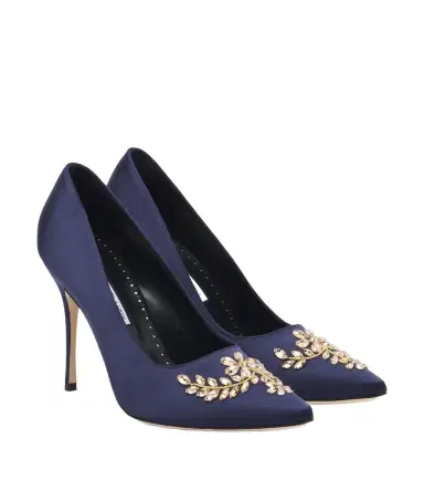 Manolo Blahnik Pasadis embellished satin pumps | Thumbnail 1 Manolo Blahnik Pasadis embellished satin pumps | Thumbnail 1