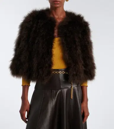 Yves Salomon Cropped feather jacket | Thumbnail 6 Yves Salomon Cropped feather jacket | Thumbnail 6