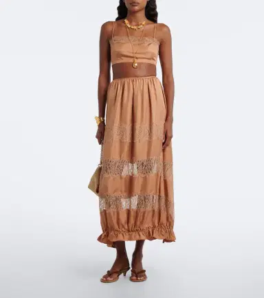 Ulla Johnson Leiko lace-trimmed silk twill crop top | Thumbnail 5 Ulla Johnson Leiko lace-trimmed silk twill crop top | Thumbnail 5
