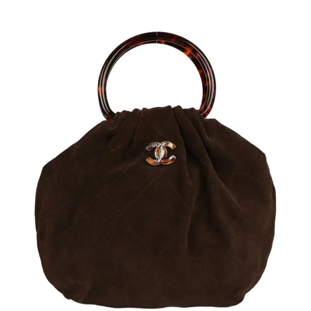 Chanel Large Pouch Dark Brown Suede Tortoiseshell Hardware Chanel Large Pouch Dark Brown Suede Tortoiseshell Hardware