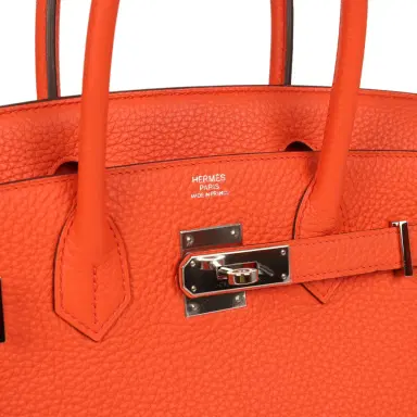HERMÈS Pre-owned Hermes Birkin 30 Orange Poppy Clemence Palladium Hardware | Thumbnail 7 HERMÈS Pre-owned Hermes Birkin 30 Orange Poppy Clemence Palladium Hardware | Thumbnail 7