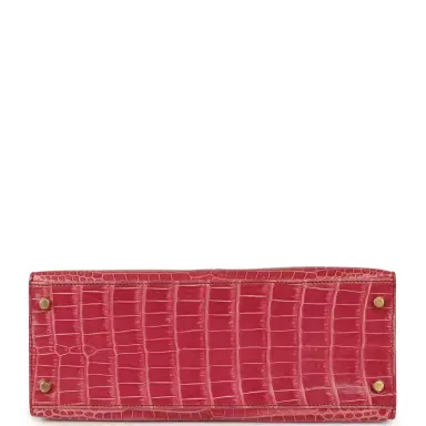 HERMÈS Pre-owned Hermes Kelly Sellier 28 Fuchsia Shiny Porosus Crocodile Gold Hardware | Thumbnail 6 HERMÈS Pre-owned Hermes Kelly Sellier 28 Fuchsia Shiny Porosus Crocodile Gold Hardware | Thumbnail 6