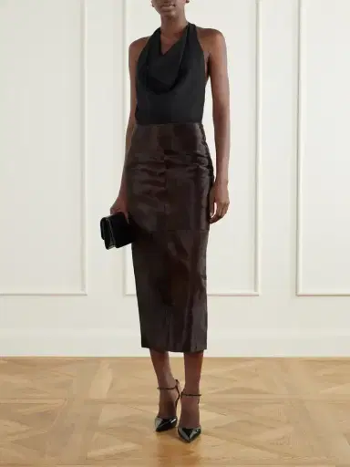 Nour Hammour Elyse Paneled Calf Hair Midi Skirt | Thumbnail 2 Nour Hammour Elyse Paneled Calf Hair Midi Skirt | Thumbnail 2