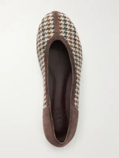 Ancient Greek Sandals Aeropi Suede-trimmed Houndstooth Tweed Ballet Flats | Thumbnail 6 Ancient Greek Sandals Aeropi Suede-trimmed Houndstooth Tweed Ballet Flats | Thumbnail 6