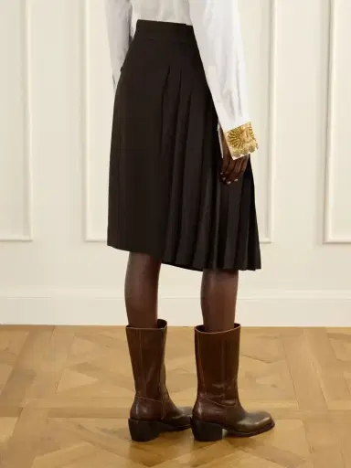 Dries Van Noten Striped Pleated Twill Knee-length Skirt | Thumbnail 4 Dries Van Noten Striped Pleated Twill Knee-length Skirt | Thumbnail 4