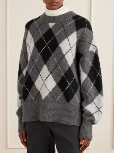 Nili Lotan Donnika Checked Cashmere And Silk-blend Sweater | Thumbnail 3 Nili Lotan Donnika Checked Cashmere And Silk-blend Sweater | Thumbnail 3