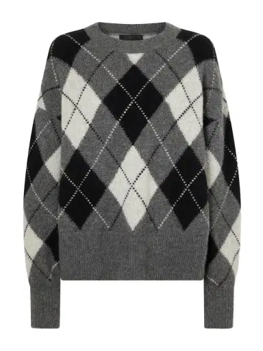 Nili Lotan Donnika Checked Cashmere And Silk-blend Sweater | Thumbnail 1 Nili Lotan Donnika Checked Cashmere And Silk-blend Sweater | Thumbnail 1