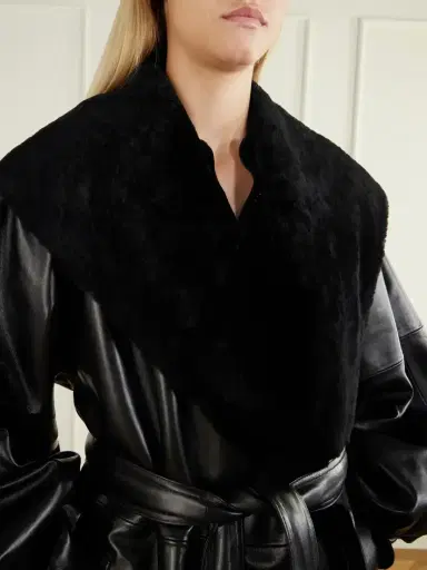 Magda Butrym Belted Plush-trimmed Leather Coat | Thumbnail 4 Magda Butrym Belted Plush-trimmed Leather Coat | Thumbnail 4