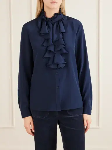 Nili Lotan Lily Ruffled Silk-satin Blouse | Thumbnail 3 Nili Lotan Lily Ruffled Silk-satin Blouse | Thumbnail 3