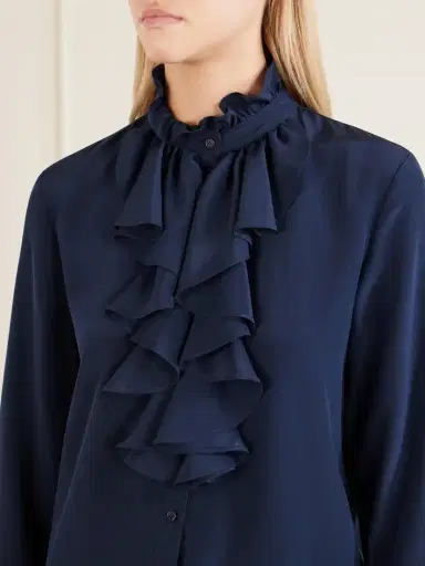 Nili Lotan Lily Ruffled Silk-satin Blouse | Thumbnail 5 Nili Lotan Lily Ruffled Silk-satin Blouse | Thumbnail 5