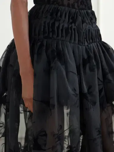 Pauline Dujancourt Rebecca Velvet-trimmed Organza Midi Skirt | Thumbnail 4 Pauline Dujancourt Rebecca Velvet-trimmed Organza Midi Skirt | Thumbnail 4