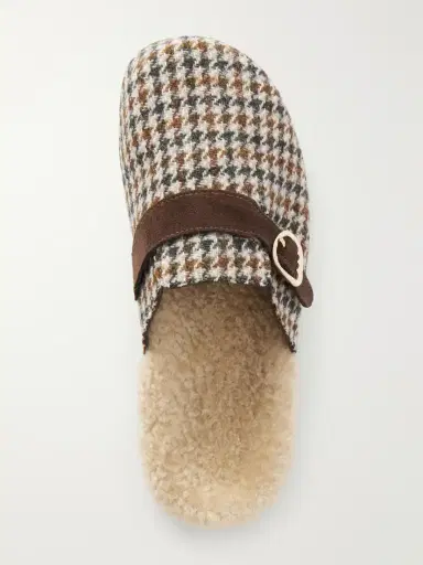 Ancient Greek Sandals Vasilitsa Shearling-trimmed Houndstooth Tweed Mules | Thumbnail 6 Ancient Greek Sandals Vasilitsa Shearling-trimmed Houndstooth Tweed Mules | Thumbnail 6