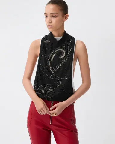 Versace Embroidered Stretch Cotton Jersey Tank Top | Thumbnail 2 Versace Embroidered Stretch Cotton Jersey Tank Top | Thumbnail 2