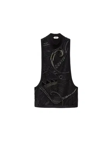 Versace Embroidered Stretch Cotton Jersey Tank Top | Thumbnail 1 Versace Embroidered Stretch Cotton Jersey Tank Top | Thumbnail 1