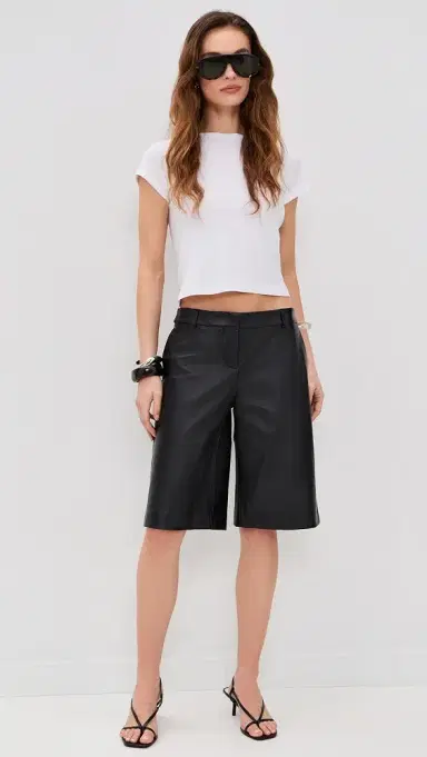 Reformation Veda Gisele Leather Low Rise Bermuda Shorts | Thumbnail 4 Reformation Veda Gisele Leather Low Rise Bermuda Shorts | Thumbnail 4
