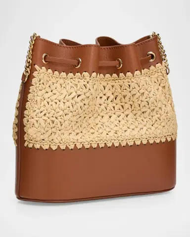 Valentino Garavani Mini Raffia & Leather Bucket Crossbody Bag | Thumbnail 3 Valentino Garavani Mini Raffia & Leather Bucket Crossbody Bag | Thumbnail 3