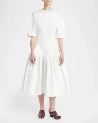 Bottega Veneta Cotton Voile Drop-Waist Midi Dress | Thumbnail 2 Bottega Veneta Cotton Voile Drop-Waist Midi Dress | Thumbnail 2