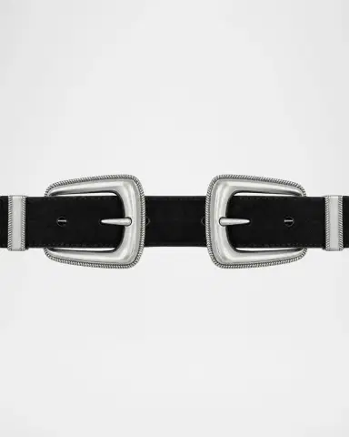 Veronica Beard Arch Double-Buckle Suede Waist Belt | Thumbnail 2 Veronica Beard Arch Double-Buckle Suede Waist Belt | Thumbnail 2