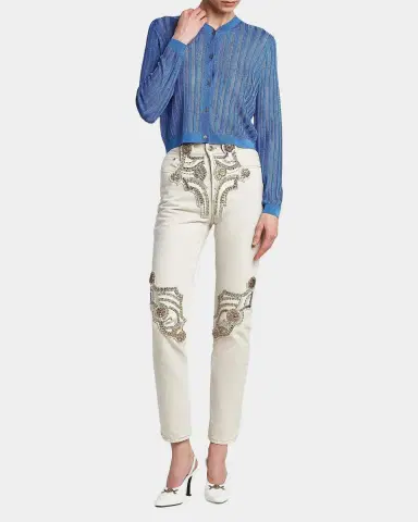 Versace La Vacanza Mesh Rib-Knit Cardigan | Thumbnail 2 Versace La Vacanza Mesh Rib-Knit Cardigan | Thumbnail 2