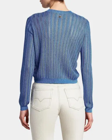 Versace La Vacanza Mesh Rib-Knit Cardigan | Thumbnail 3 Versace La Vacanza Mesh Rib-Knit Cardigan | Thumbnail 3