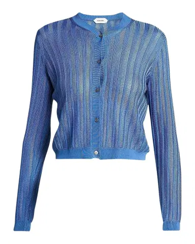 Versace La Vacanza Mesh Rib-Knit Cardigan | Thumbnail 1 Versace La Vacanza Mesh Rib-Knit Cardigan | Thumbnail 1