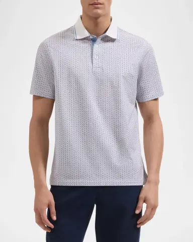 Bugatchi Men's Printed Stretch-Cotton Polo Shirt | Thumbnail 4 Bugatchi Men's Printed Stretch-Cotton Polo Shirt | Thumbnail 4
