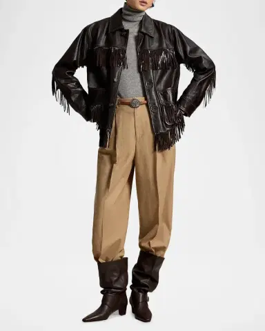 Polo Ralph Lauren Fringed Leather Button-Front Jacket | Thumbnail 2 Polo Ralph Lauren Fringed Leather Button-Front Jacket | Thumbnail 2
