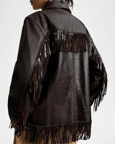 Polo Ralph Lauren Fringed Leather Button-Front Jacket | Thumbnail 3 Polo Ralph Lauren Fringed Leather Button-Front Jacket | Thumbnail 3
