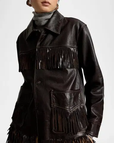 Polo Ralph Lauren Fringed Leather Button-Front Jacket | Thumbnail 5 Polo Ralph Lauren Fringed Leather Button-Front Jacket | Thumbnail 5