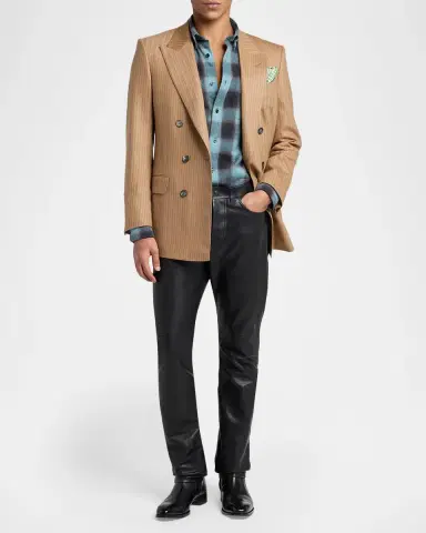 Tom Ford Men's Brushed Flannel Check Button-Down Shirt | Thumbnail 2 Tom Ford Men's Brushed Flannel Check Button-Down Shirt | Thumbnail 2