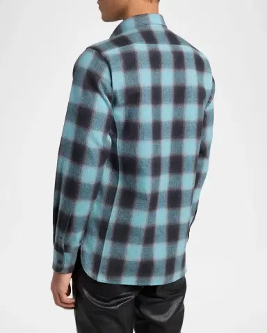 Tom Ford Men's Brushed Flannel Check Button-Down Shirt | Thumbnail 3 Tom Ford Men's Brushed Flannel Check Button-Down Shirt | Thumbnail 3
