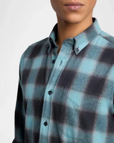 Tom Ford Men's Brushed Flannel Check Button-Down Shirt | Thumbnail 5 Tom Ford Men's Brushed Flannel Check Button-Down Shirt | Thumbnail 5