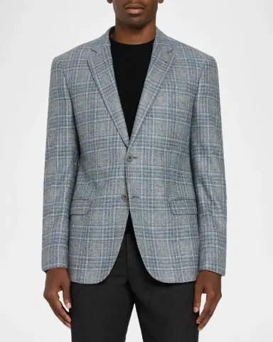 Emporio Armani Men's G Line Wool Plaid Single-Breasted Sport Coat | Thumbnail 4 Emporio Armani Men's G Line Wool Plaid Single-Breasted Sport Coat | Thumbnail 4
