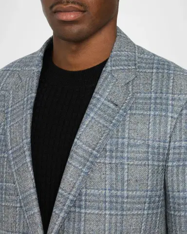 Emporio Armani Men's G Line Wool Plaid Single-Breasted Sport Coat | Thumbnail 5 Emporio Armani Men's G Line Wool Plaid Single-Breasted Sport Coat | Thumbnail 5