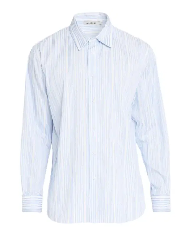 Men's Tristan Polyester Stripe Button-Front Shirt Men's Tristan Polyester Stripe Button-Front Shirt