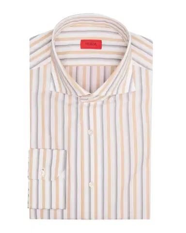 Isaia Men's Cotton and Linen Stripe Dress Shirt | Thumbnail 1 Isaia Men's Cotton and Linen Stripe Dress Shirt | Thumbnail 1