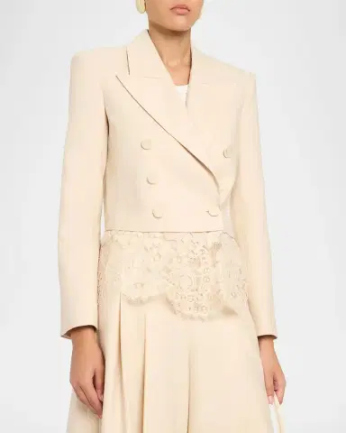 Zimmermann Lace-Trim Wool-Blend Double-Breasted Jacket | Thumbnail 4 Zimmermann Lace-Trim Wool-Blend Double-Breasted Jacket | Thumbnail 4
